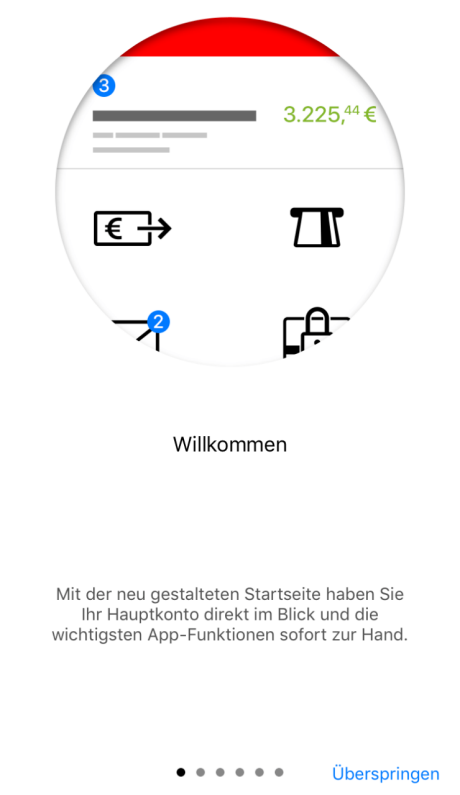 Einrichtung App Sparkasse: Funktionsumfang