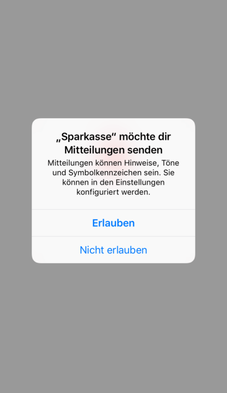 Screenshot der Sparkassen-App von der Passworteinrichtung